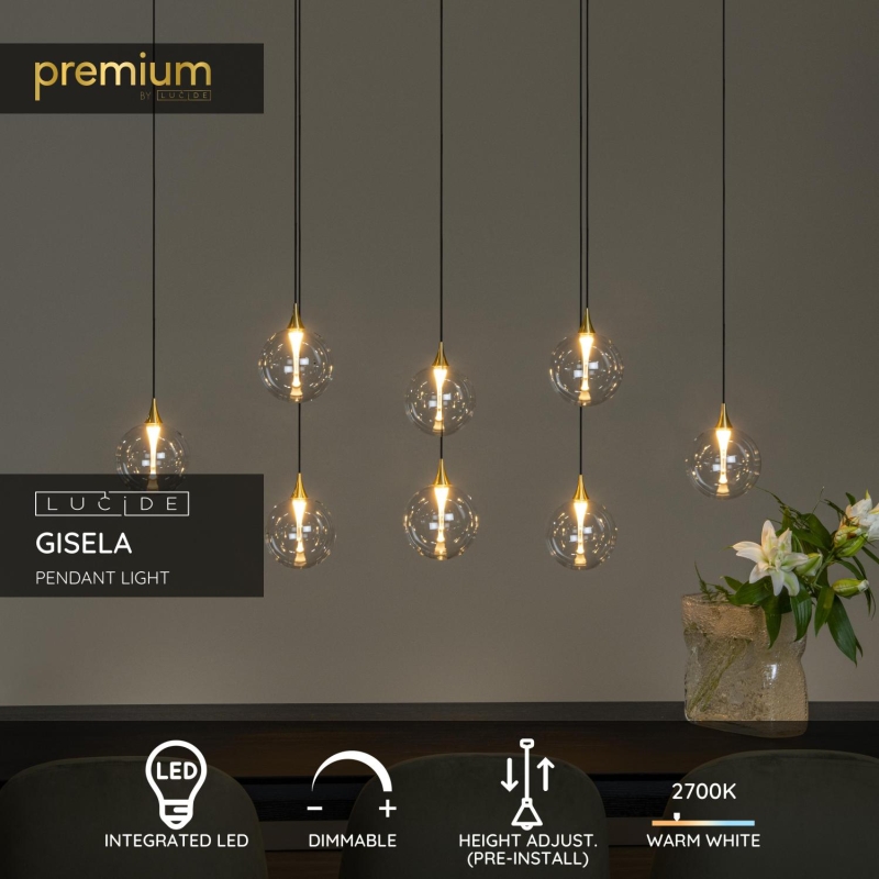 Lucide GISELA - Závesné svietidlo - LED Dim. - 8x3,9W 2700K - Transparent